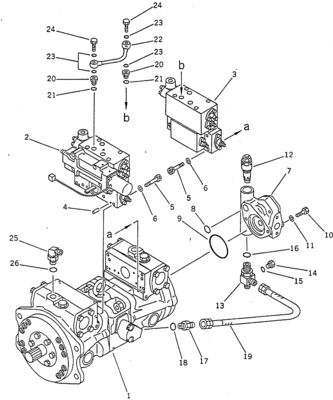 708-23-04014 PC100-5 120-5 150-5 Гидравлическая насосная установка (HPV55+55) Komatsu Части
